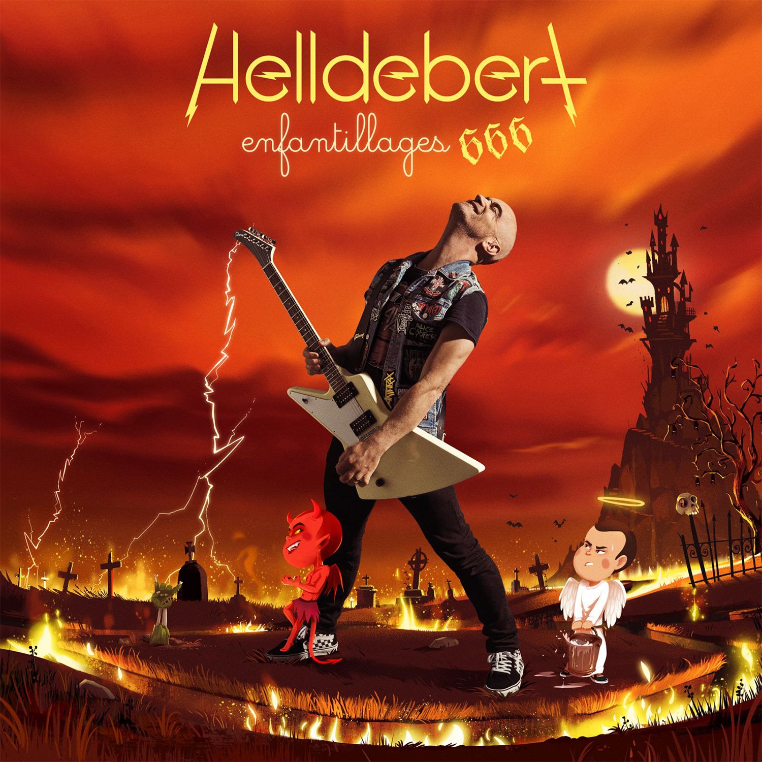 Visuel du nouvel album « Helldebert - Enfantillages 666 » d'Aldebert