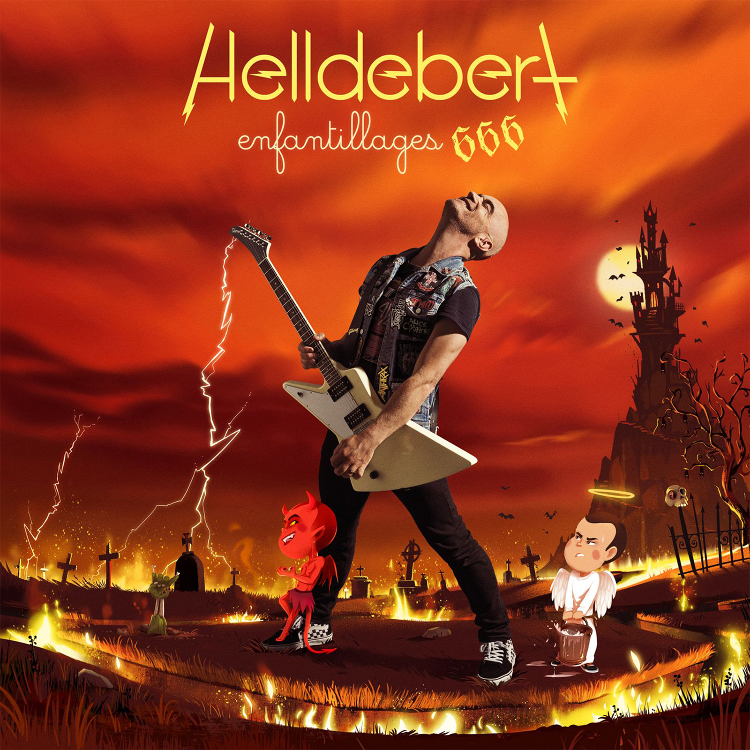 Visuel du nouvel album « Helldebert - Enfantillages 666 » d'Aldebert